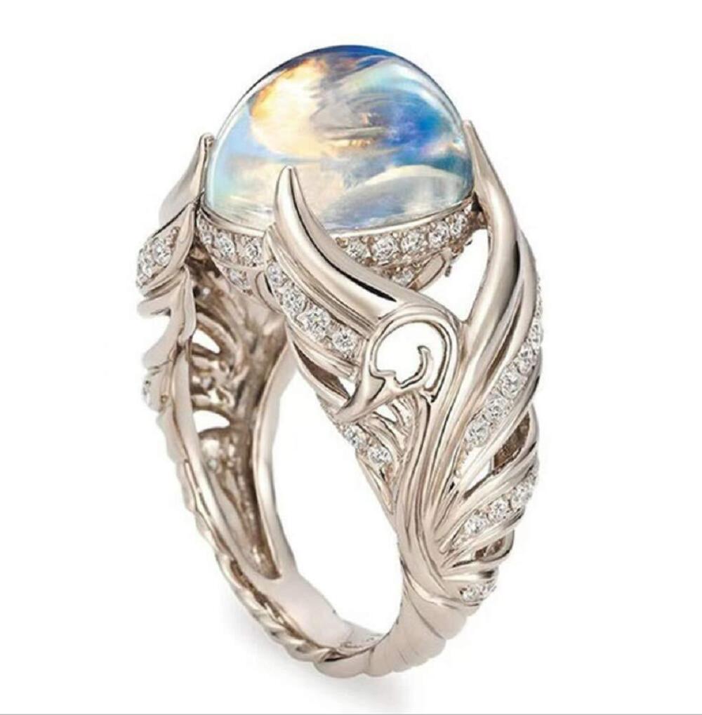 3970 Bohemian style 925 sterling silver ring beautifully carved blank swan